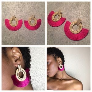 New luscious pink gold tassel earrings